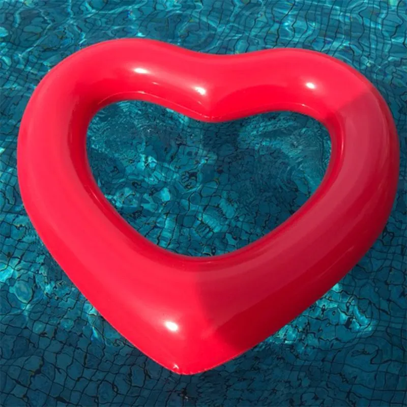 2021 Top Inflatable Swim Ring Red Heart-Shape Floating Tools Swimming Pool Life Buoy