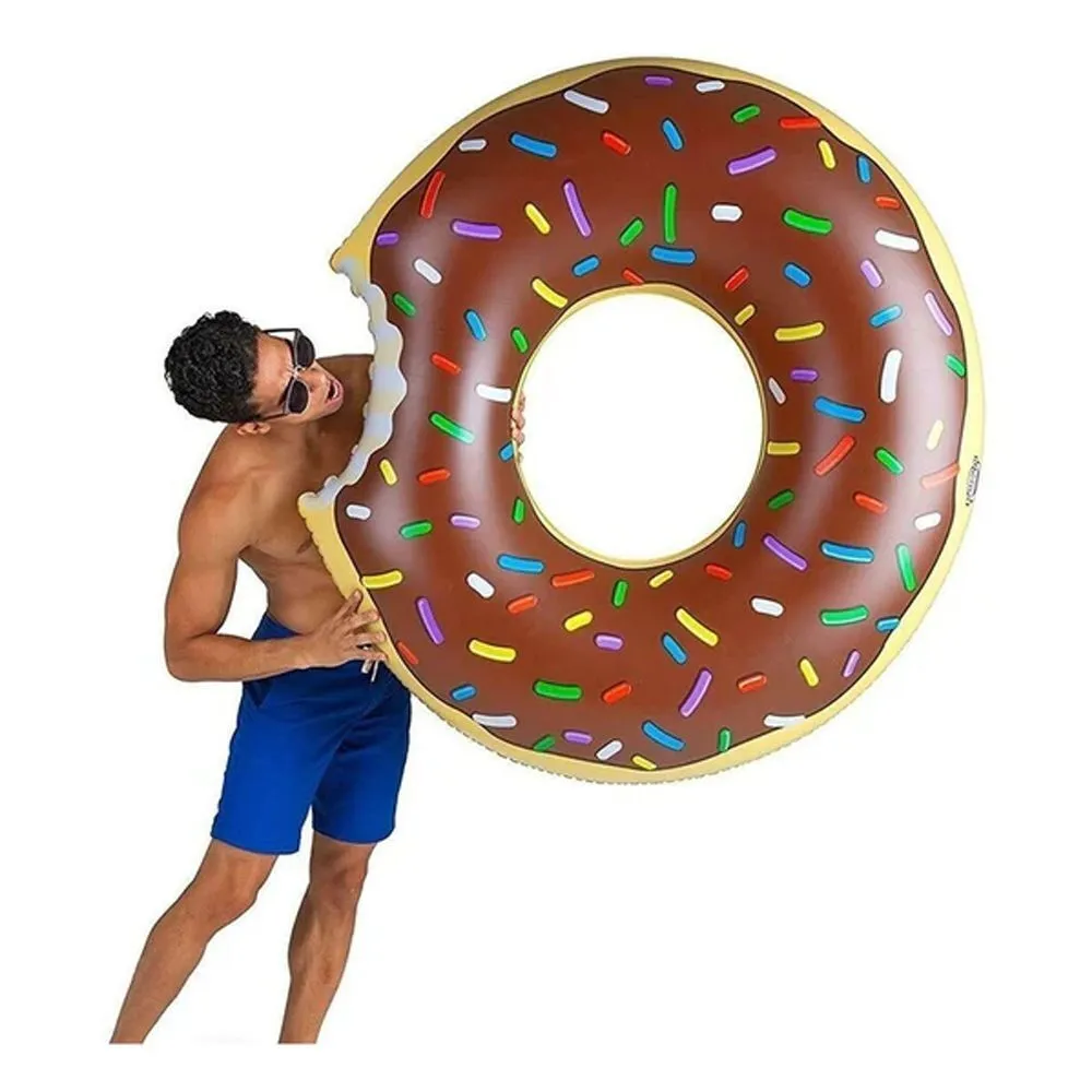 2pcs Coffee Inflatable Giant Donut Raft Swim Ring Float | Swimming Pool | Beach Lounge | Pink | 70CM