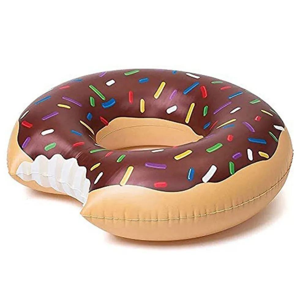 2pcs Coffee Inflatable Giant Donut Raft Swim Ring Float | Swimming Pool Beach Lounge | Pink Coffee | 120cm