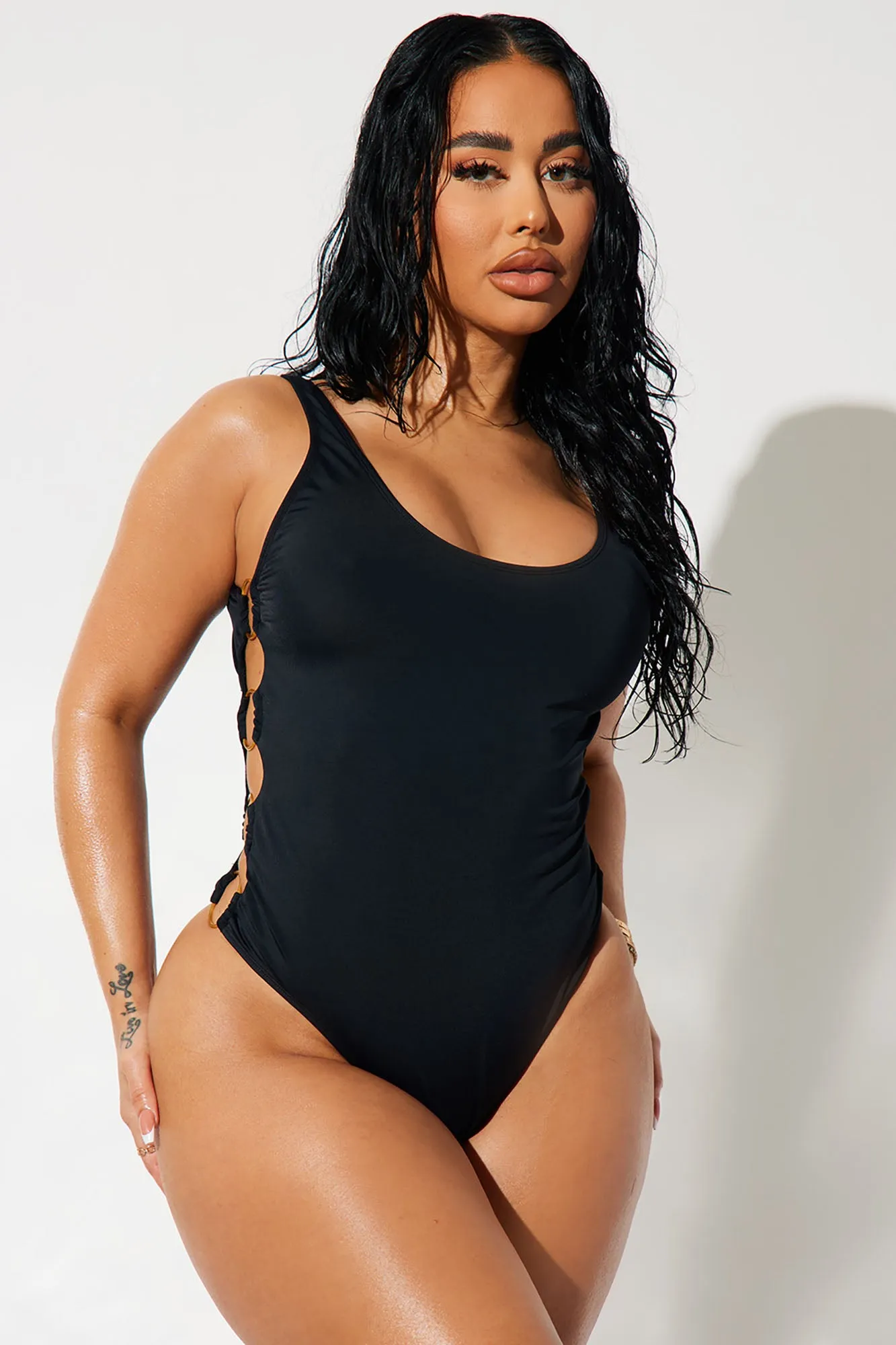 Alicia Cut Out 1 Piece Swimsuit - Black