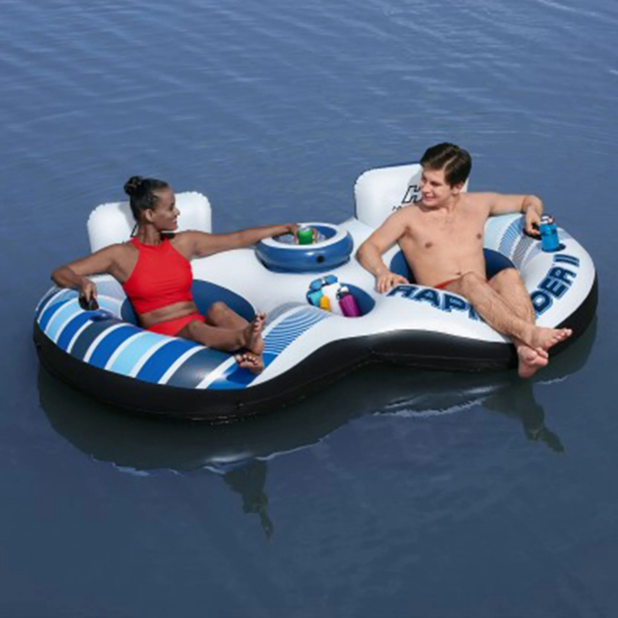 Bestway Hydro-Force Rapid Rider 4 Person Lounger and Double Water Tubes (2 Pack)