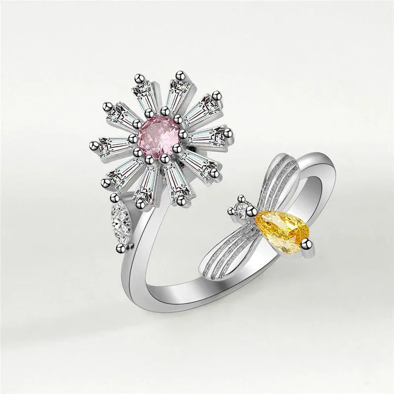 Jasmine - Anti-Anxiety Rotating Flower Ring