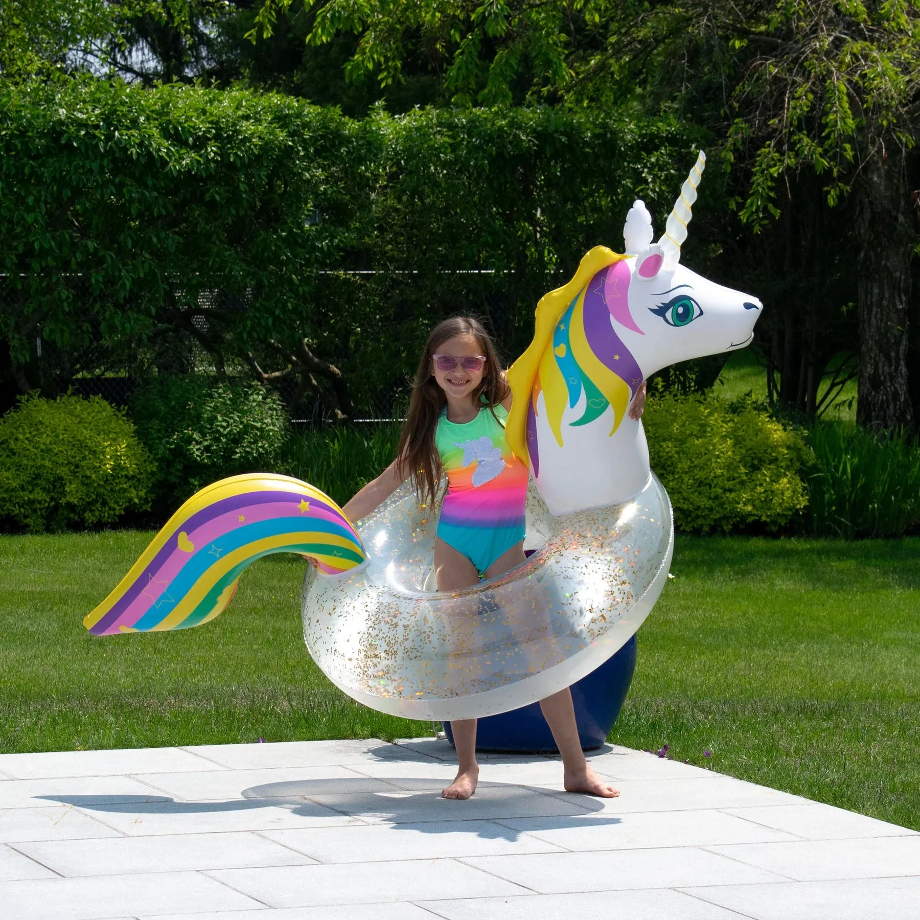 LED Unicorn Glitter Swim Ring