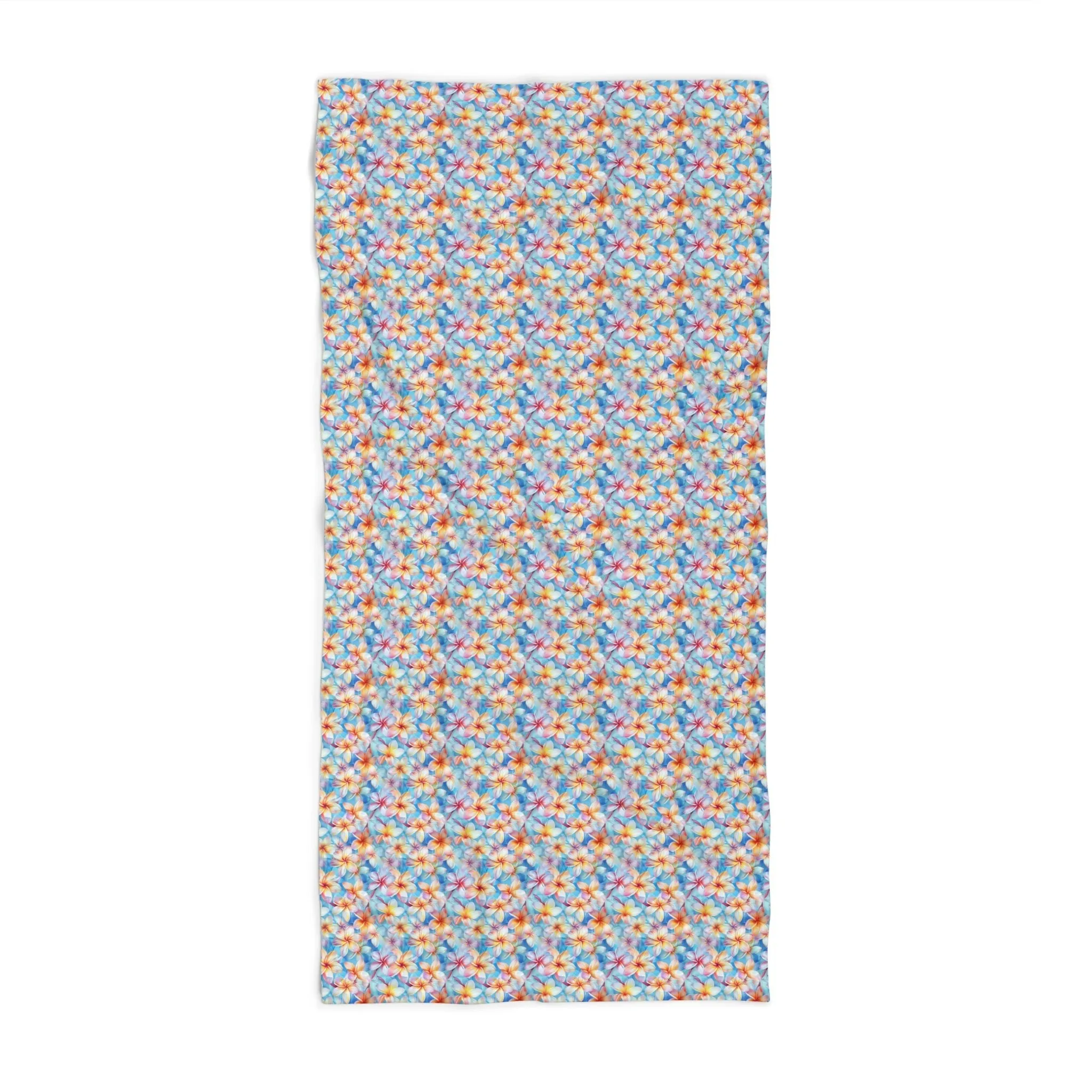 Liberty Print Beach Towel with Plumeria Design (30" × 60")