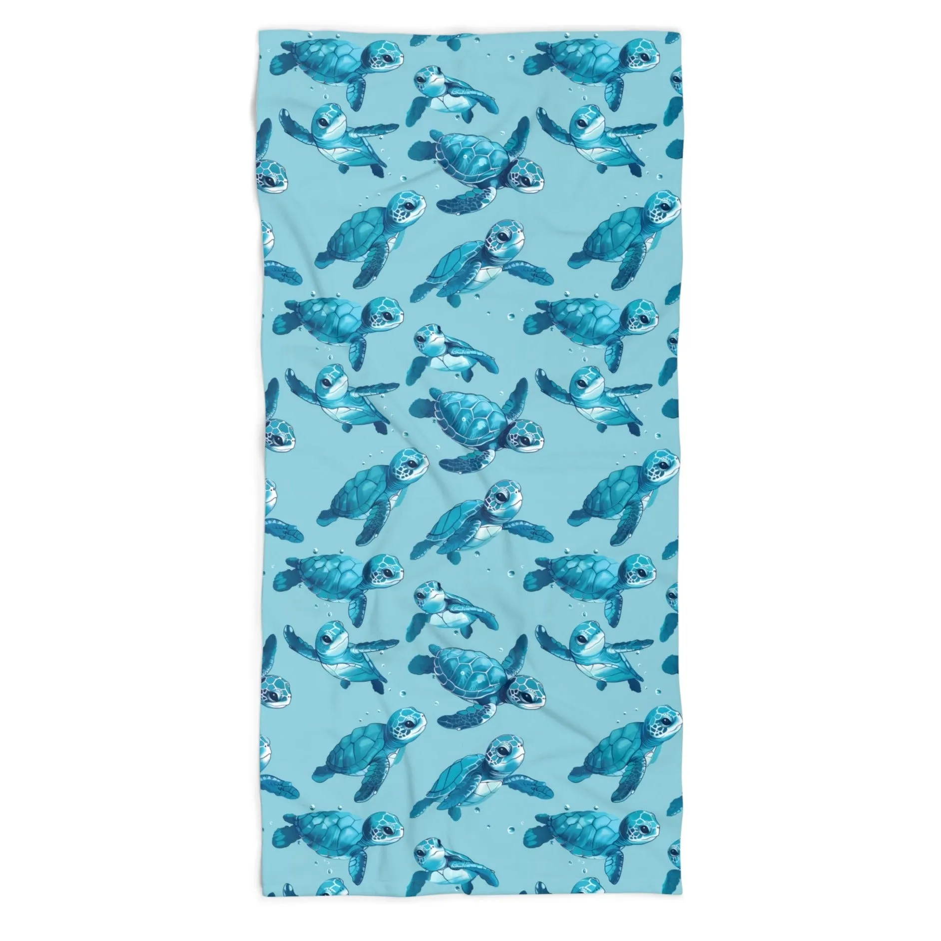 Microfiber Beach Towel with Cute Baby Sea Turtles (30" × 60")