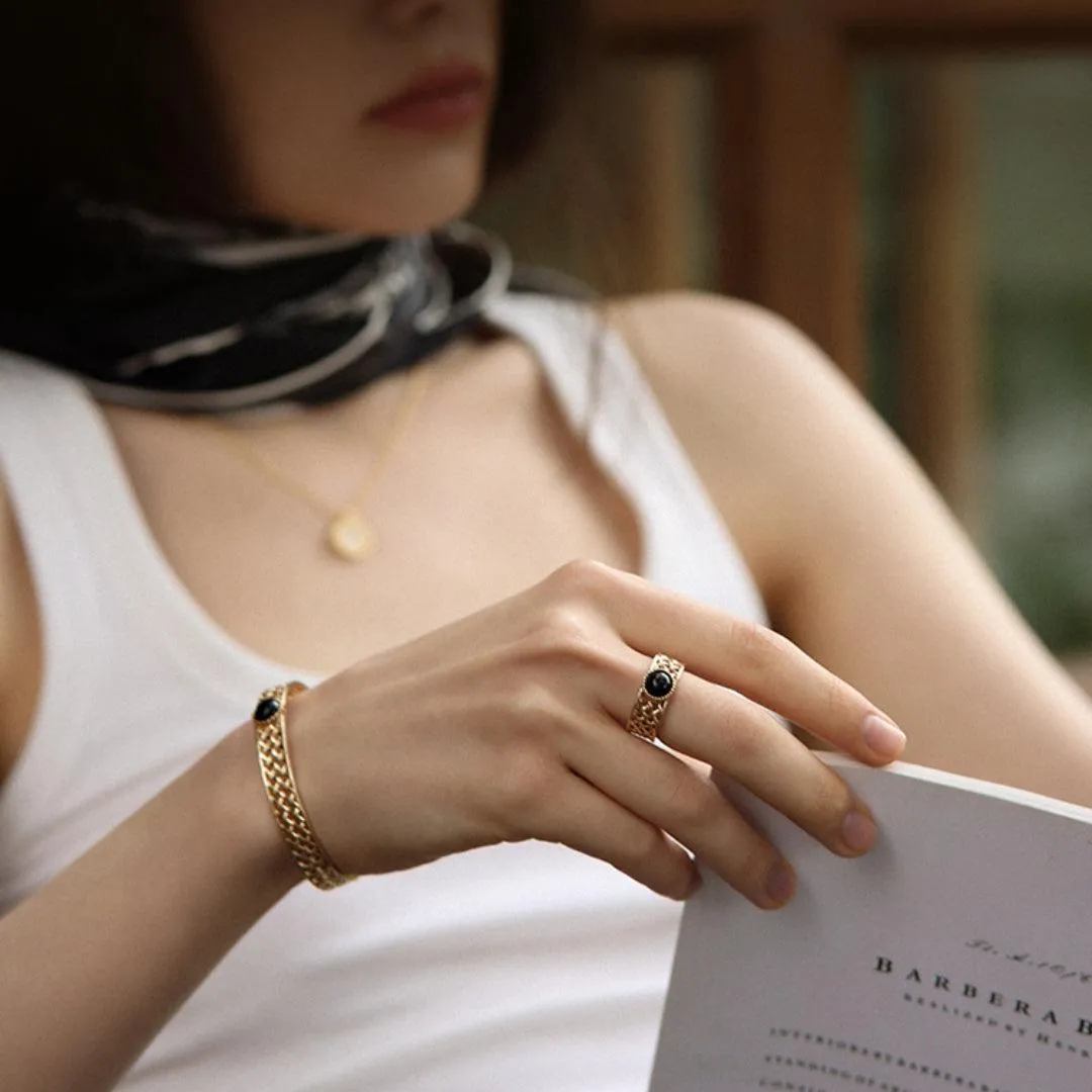 New Agate Ring Women's Retro Light Luxury