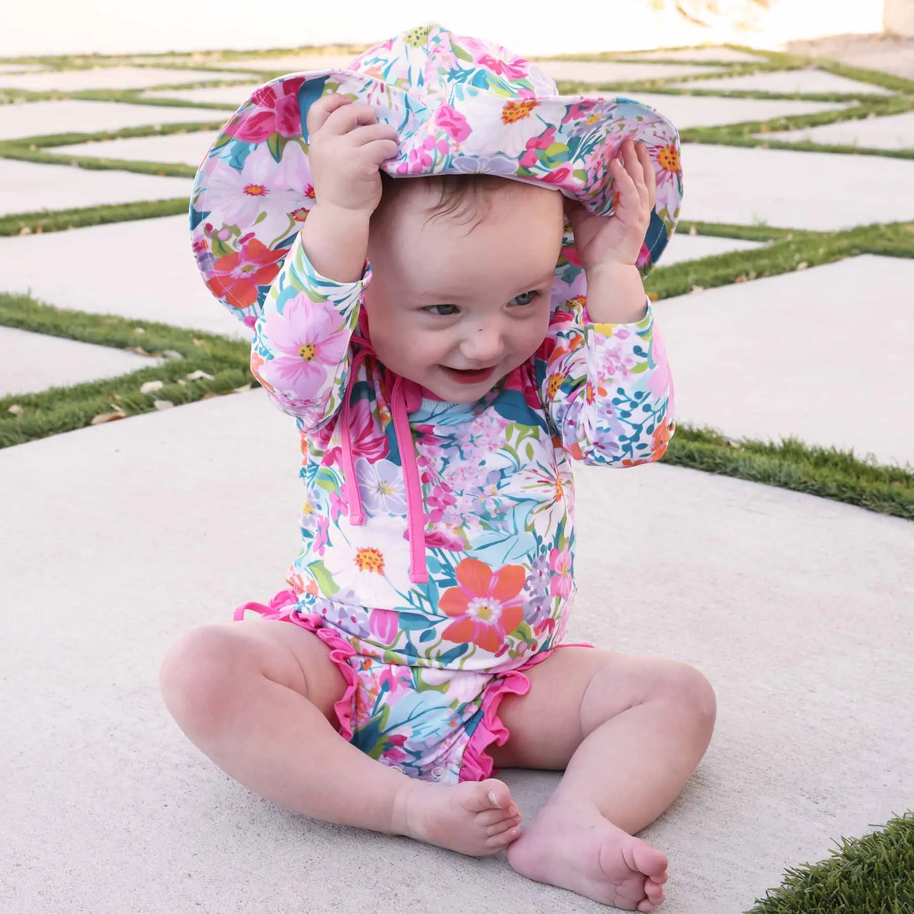 Printed Sun Hat | Seaside Blooms