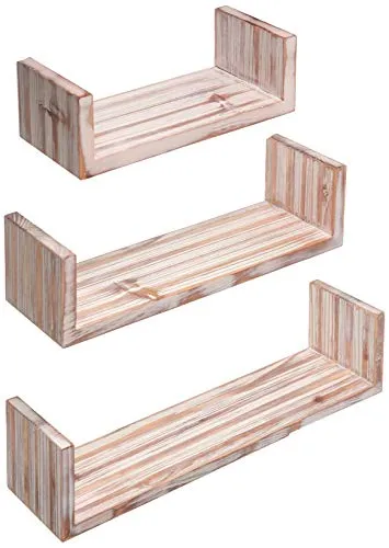 Set Of 3 Floating U Shelves, Easy-To-Assemble Floating Wall Mount Shelves