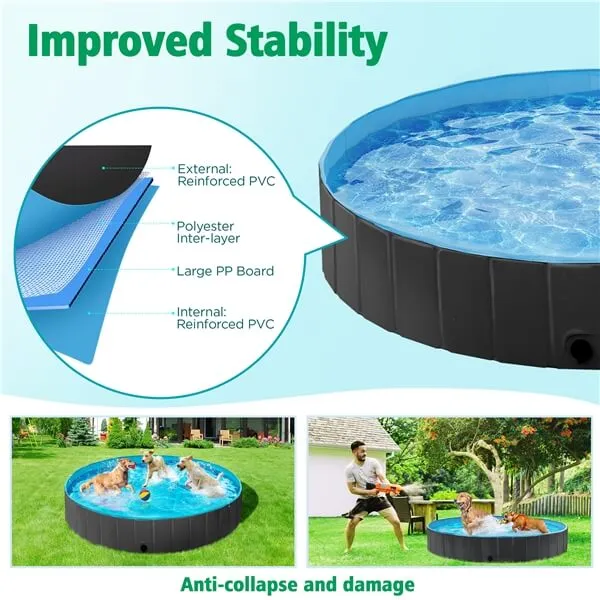 Yaheetech Foldable Hard Plastic Extra Large Dog Pet Bath Swimming Pool